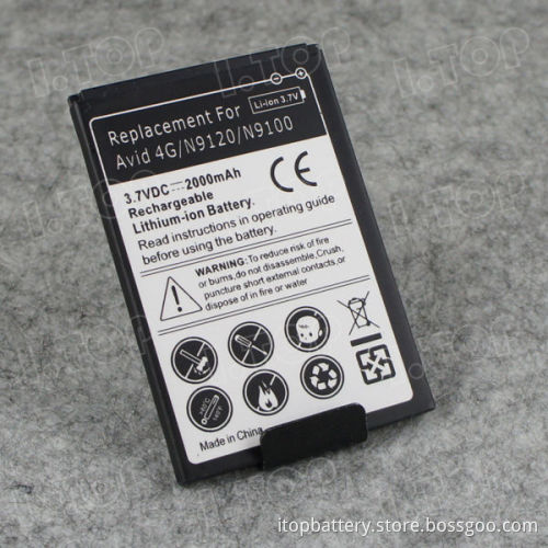 high power mobile phone battery for ZTE Avid 4G N9100 with 2000mAh